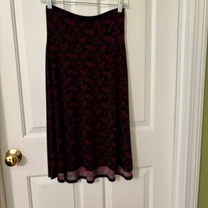 LuLaRoe Black and Red Floral A-Line Skirt